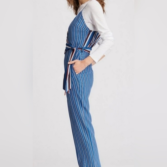 Rag & Bone Felix Stripe Jumpsuit V-neck Criss-Cross back - Picture 2 of 14